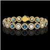 Image 1 : 13.56 ctw Blue & Diamond Micro Pave Bracelet 18K Yellow Gold