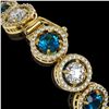 Image 3 : 13.56 ctw Blue & Diamond Micro Pave Bracelet 18K Yellow Gold