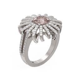 2.95 ctw Morganite & Diamond Ring 18K White Gold