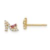 Image 1 : 14k High Heel Red & Clear Cubic Zirconia Post Earrings - 54 mm
