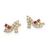 Image 2 : 14k High Heel Red & Clear Cubic Zirconia Post Earrings - 54 mm
