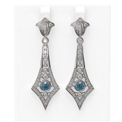 3.4 ctw Intense Blue Diamond Earrings 18K White Gold