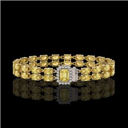 13.88 ctw Citrine & Diamond Bracelet 14K Yellow Gold