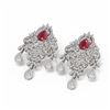 Image 3 : 15.15 ctw Ruby & Diamond Earrings 18K White Gold