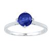 Image 1 : Sterling Silver Round Lab-Created Blue Sapphire Solitaire Ring 1.00 Cttw