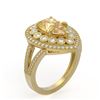 Image 2 : 4.12 ctw Canary Citrine & Diamond Victorian Ring 14K Yellow Gold