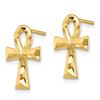 Image 2 : 14k Yellow Gold Ankh Cross Post Earrings