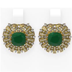 12.55 ctw Emerald & Diamond Earrings 18K Yellow Gold