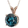 Image 2 : 2.04 ctw Certified Intense Blue Diamond Necklace 10k Rose Gold