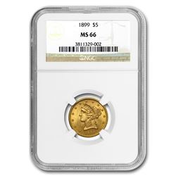 1899 $5 Liberty Gold Half Eagle MS-66 NGC