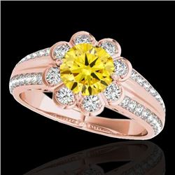 2.05 ctw Certified SI/I Fancy Intense Yellow Diamond Ring 10k Rose Gold