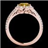 Image 2 : 2.05 ctw Certified SI/I Fancy Intense Yellow Diamond Ring 10k Rose Gold