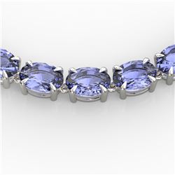 56 ctw Tanzanite Eternity Designer Necklace 14k White Gold