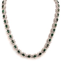 22.0 ctw Emerald & Diamond Necklace 18k White Gold