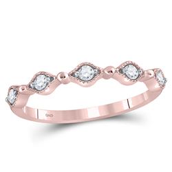10kt Rose Gold Round Diamond Contour Stackable Band Ring 1/8 Cttw