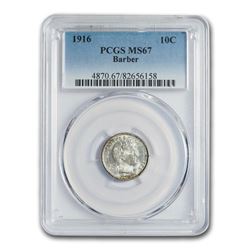 1916 Barber Dime MS-67 PCGS