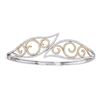 Image 1 : 10kt Two-tone Gold Round Diamond Curl Bypass Wisp Bangle Bracelet 1-5/8 Cttw