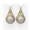 Image 1 : 1.31 ctw Diamond & Pearl Earrings 18K Yellow Gold