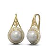 Image 2 : 1.31 ctw Diamond & Pearl Earrings 18K Yellow Gold