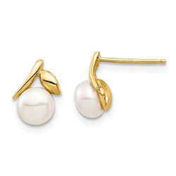 14k Yellow Gold 5-6 mm Freshwater Pearl Post Earrings - 62 mm