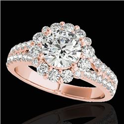 2.51 ctw Certified Diamond Solitaire Halo Ring 10k Rose Gold
