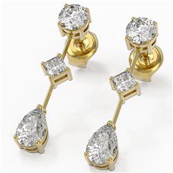 1.85 ctw Pear Cut Diamond Designer Earrings 18K Yellow Gold