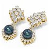 Image 3 : 7.05 ctw Diamond & Pearl Earrings 18K Yellow Gold