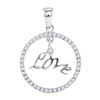 Image 1 : 10k White Gold Round Diamond Circular Captured Love Circle Pendant