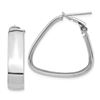 Image 1 : 14k White Gold Omega Back Triangle Hoop Earrings - 7x27 mm
