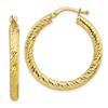 Image 1 : 10k Yellow Gold Diamond-cut Round Hoop Earrings - 20 mm