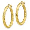 Image 2 : 10k Yellow Gold Diamond-cut Round Hoop Earrings - 20 mm