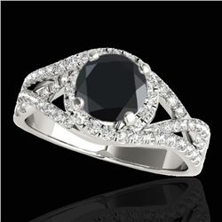 1.5 ctw Certified VS Black Diamond Solitaire Halo Ring 10k White Gold