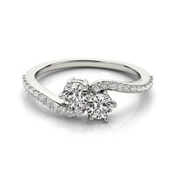 1 ctw Certified VS/SI Diamond 2 Stone Solitaire Ring 14k White Gold