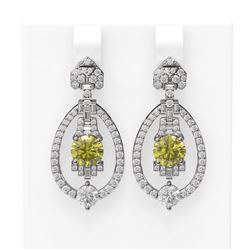 4.65 ctw Fancy Yellow Diamond Earrings 18K White Gold
