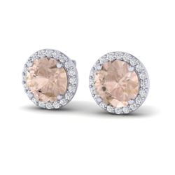 3 ctw Morganite & Halo VS/SI Diamond Micro Pave Earrings 18k White Gold