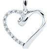 Image 1 : Sterling Silver Round Diamond Simple Heart Outline Pendant 1/20 Cttw
