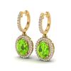 Image 1 : 3.75 ctw Peridot & Micro Pave VS/SI Diamond Earrings 18k Yellow Gold