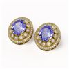 Image 2 : 13.41 ctw Tanzanite & Diamond Victorian Earrings 14K Yellow Gold
