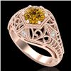 Image 1 : 1.07 ctw Intense Fancy Yellow Diamond Art Deco Ring 18k Rose Gold