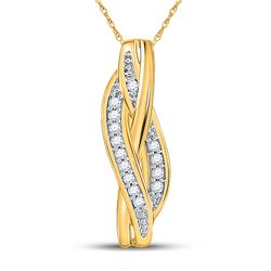 10kt Yellow Gold Round Diamond Vertical Woven Strand Pendant 1/20 Cttw