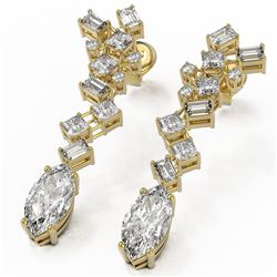 4 ctw Marquise Cut Diamond Designer Earrings 18K Yellow Gold