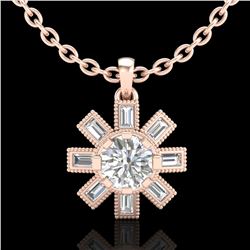 1.33 ctw VS/SI Diamond Solitaire Art Deco Stud Necklace 18k Rose Gold