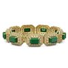 Image 2 : 61.92 ctw Emerald & Diamond Victorian Bracelet 14K Yellow Gold