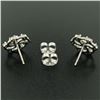 Image 6 : 14K White Gold 1.0 ctw Diamond & Sapphire Open Flower Design Stud Earrings