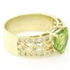 Image 4 : 14kt Yellow Gold 1.90 ctw Heart Peridot and Diamond Wide Band Ring