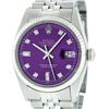 Rolex Mens Stainless Purple Diamond 36MM Datejust Wristwatch