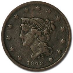 1842 Large Cent Sm Date VF