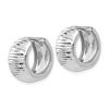 Image 2 : 14k White Gold Textured & Polished Hinged Hoop Earrings