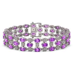 21.56 ctw Amethyst & Diamond Bracelet 10K White Gold
