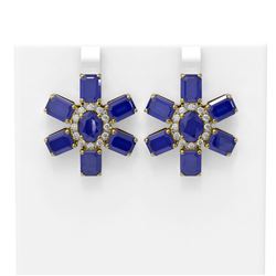 35.99 ctw Sapphire & Diamond Earrings 18K Yellow Gold